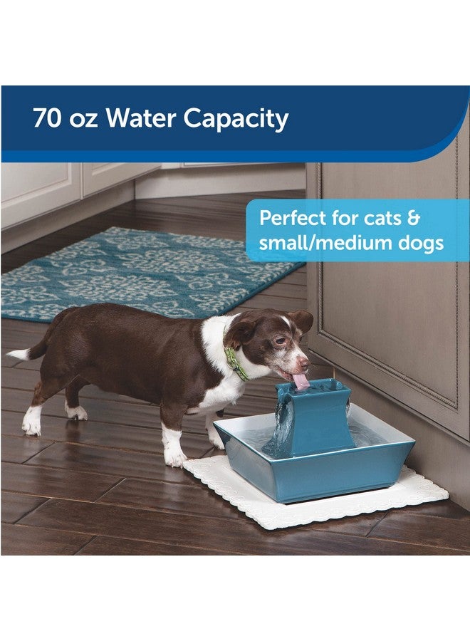 PetSafe Drinkwell Pagoda Pet Water Fountain (70 oz/2.1 L) Ceramic Cat Water Fountain, Dog Water Fountain Made of Premium, Scratch-Resistant Material, Automatic Indoor Fountain, Blue - Image 2