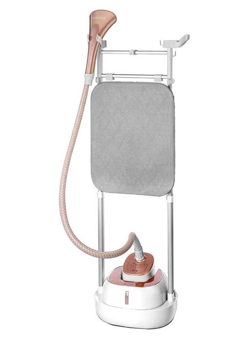 BLACK+DECKER Digital Garment Steamer with Ironing Board, 6 Adjustable Steam Levels, 2.0L Detachable Water Tank, Quick Heat-Up, Anti-Kink Tube, Include Accessories, 2 L 2000 W GSTD2050-B5 White/Gold - Image 1