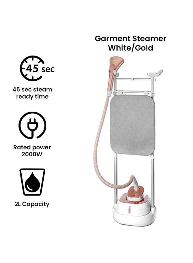 BLACK+DECKER Digital Garment Steamer with Ironing Board, 6 Adjustable Steam Levels, 2.0L Detachable Water Tank, Quick Heat-Up, Anti-Kink Tube, Include Accessories, 2 L 2000 W GSTD2050-B5 White/Gold - Image 2