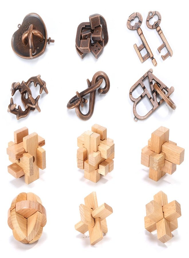CUTE STONE 24 Pack Brain Teaser Puzzle Set, Metal & Wooden Puzzles with Balance Challenges, IQ Logic Games and Mind Teaser Toys Party Favors for Kids Teens and Adults - Image 2