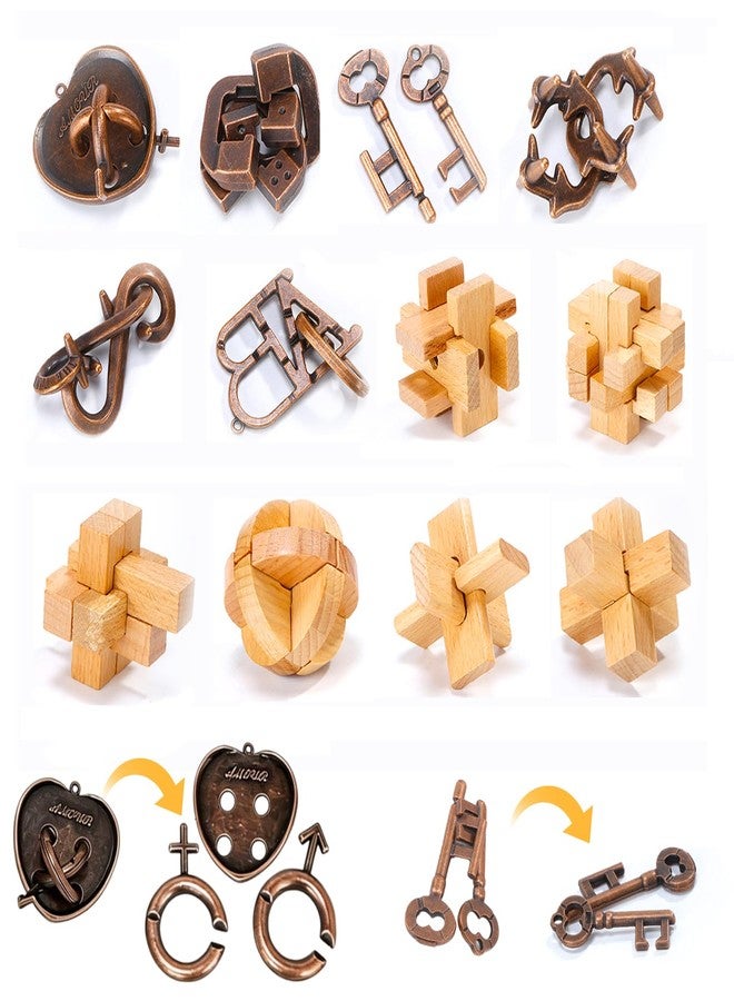 CUTE STONE 24 Pack Brain Teaser Puzzle Set, Metal & Wooden Puzzles with Balance Challenges, IQ Logic Games and Mind Teaser Toys Party Favors for Kids Teens and Adults - Image 1