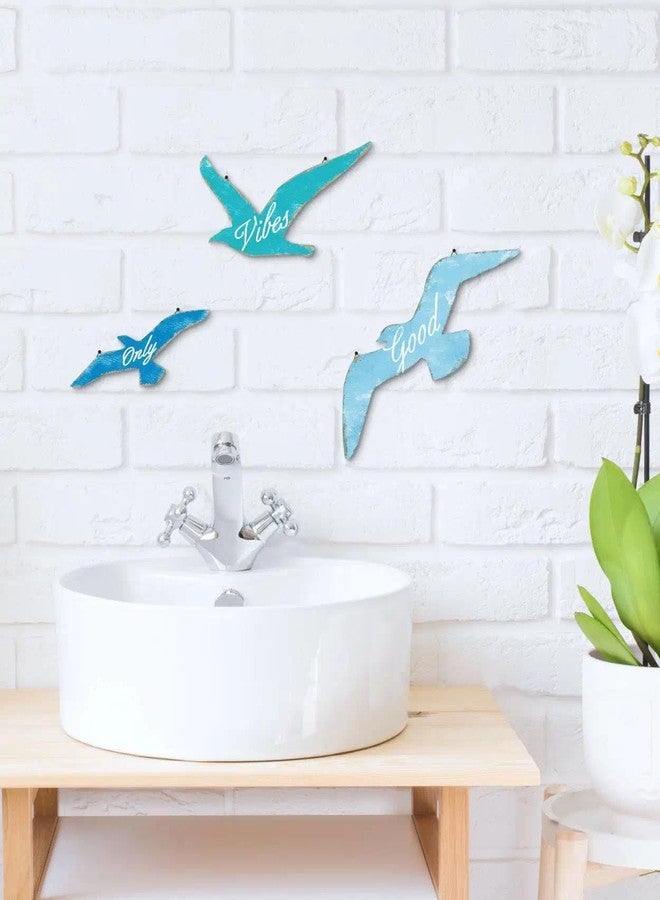 Putuo Decor مجموعة ديكور حائط بوتو ديكور على شكل طائر النورس، 3 قطع، لوحة جدارية مستوحاة من الطيور الساحلية، ديكور بحري لمنزل الشاطئ، مناسب لغرفة المعيشة، غرفة النوم، الحمام، المدخل - Image 4