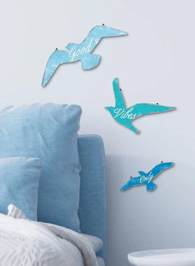 Putuo Decor مجموعة ديكور حائط بوتو ديكور على شكل طائر النورس، 3 قطع، لوحة جدارية مستوحاة من الطيور الساحلية، ديكور بحري لمنزل الشاطئ، مناسب لغرفة المعيشة، غرفة النوم، الحمام، المدخل - Image 5