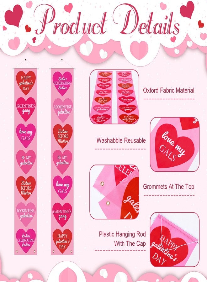 Landical Happy Galentine's Day Conversation Hearts Door Banner 72x12 Inch Galentines Valentine's Day Banner Decorations Women Ladies Celebration Party Decor Girl's Night Bachelorette Party Supplies - Image 3
