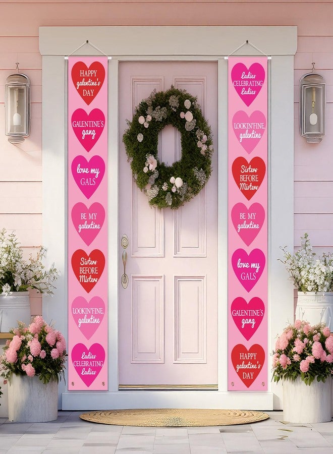 Landical Happy Galentine's Day Conversation Hearts Door Banner 72x12 Inch Galentines Valentine's Day Banner Decorations Women Ladies Celebration Party Decor Girl's Night Bachelorette Party Supplies - Image 1