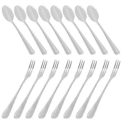DaKuan Set of 16 Demitasse Espresso Spoon (4 inch) and Stainless Steel Forks (4.8 inch), DaKuan Mini Coffee Spoons & Cake Forks for Dessert, Tea, Appetizer - Image 1