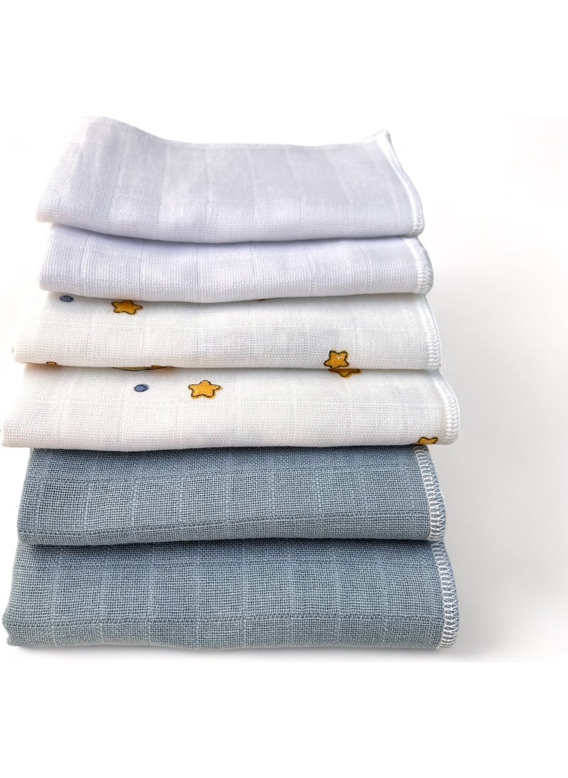 Mayu Baby Collection - 25X25 Single Layer Muslin Mouth Wipes 6 Pieces - Image 1