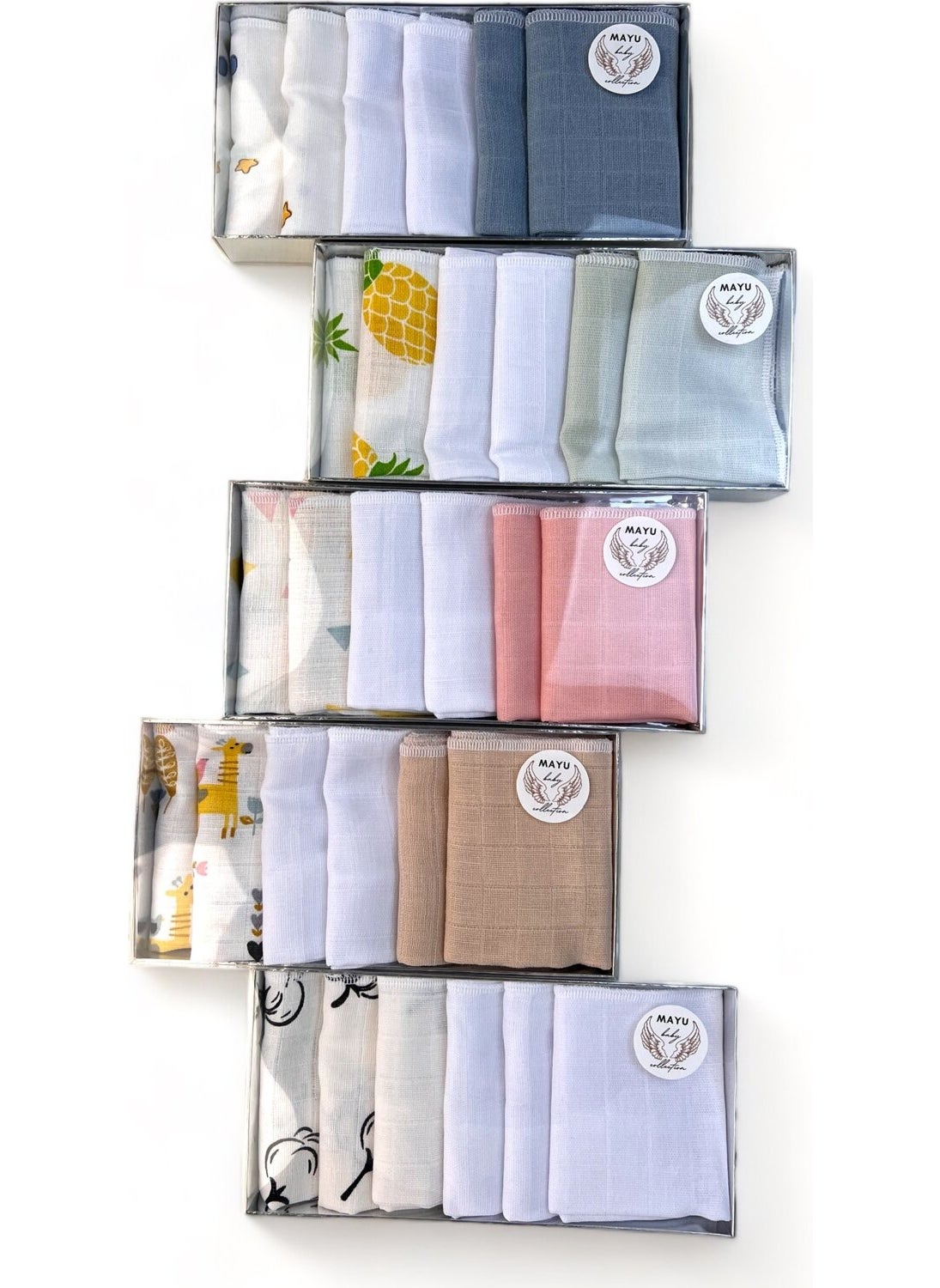 Mayu Baby Collection - 25X25 Single Layer Muslin Mouth Wipes 6 Pieces - Image 1