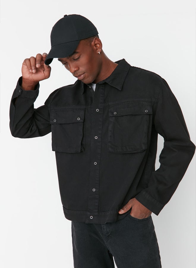 trendyol Black Regular Fit Men's Large Pocket Denim Jacket - Image 3