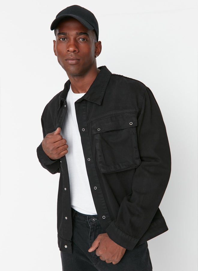 trendyol Black Regular Fit Men's Large Pocket Denim Jacket - Image 2