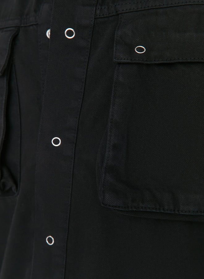 trendyol Black Regular Fit Men's Large Pocket Denim Jacket - Image 4