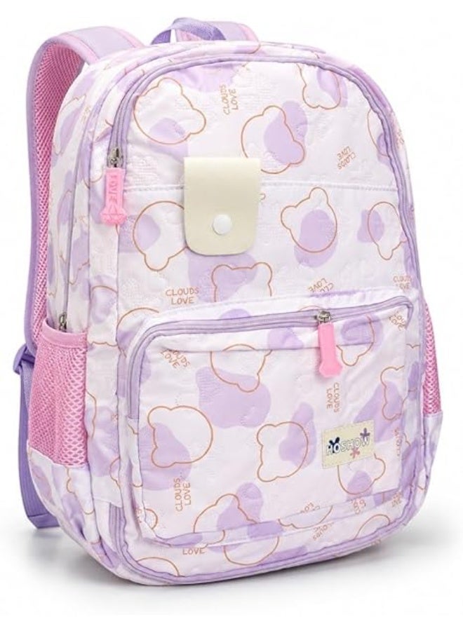 Children's school bag, opens 180 degrees, zipper style, purple and pink color - Image 1
