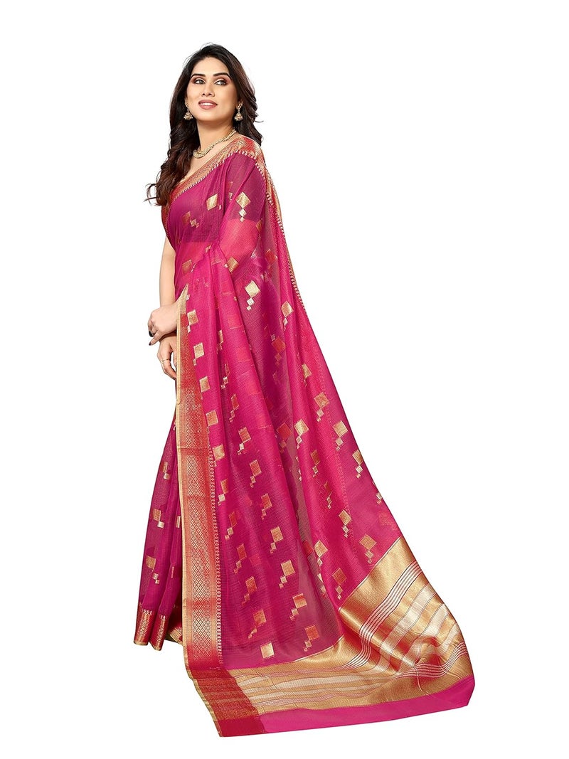 Sidhidata Women's Kota Doria Cotton Manipuri Jacquard Border Saree with Unstitched Blouse Piece - Image 5
