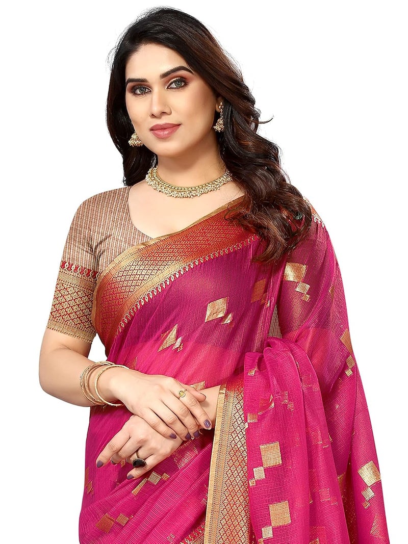 Sidhidata Women's Kota Doria Cotton Manipuri Jacquard Border Saree with Unstitched Blouse Piece - Image 3