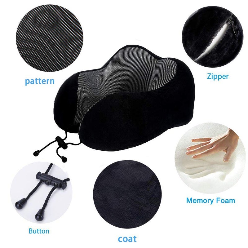 IDITRI EXPORT Neck Pillow for Travel Memory Foam Travel Neck Rest Support Pillow Travel Pillow for Flights Train and Car with Travel Bag Gray - Image 2
