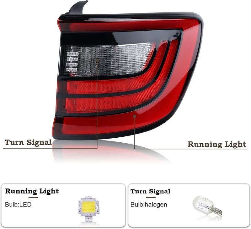 KAMDKI Right Passenger Side Outer Tail Light LED Rear Lamp for 2014-2023 Dodge Durango - Image 2