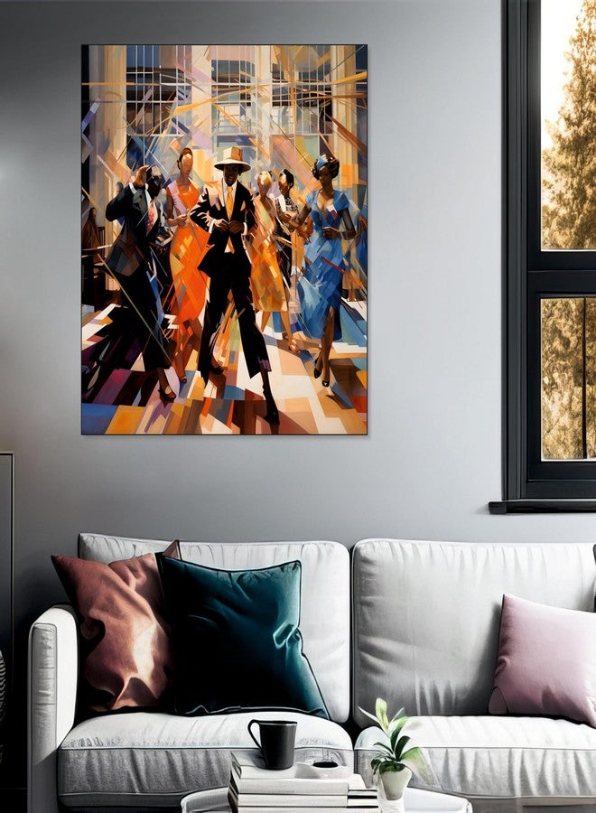 The Castle Decor لوحة رقص تجريدية حديثة من كاسل ديكور، بإطار، حجم كبير (24×24)، لوحة جدارية لغرفة المعيشة، غرفة النوم، غرفة الرسم، والفنادق - إطار خشبي - رسم رقمي - Image 2
