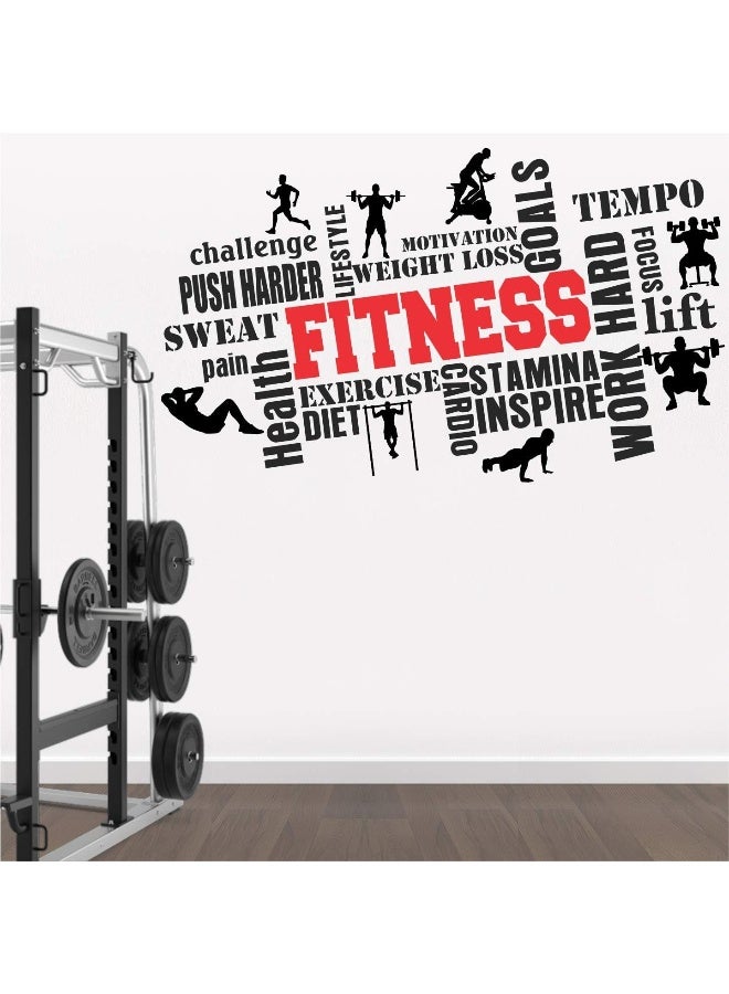 StickMe 'Gym Fitness Bodybuilding Sport Workout Creative Colorful Word Cloud Wall Sticker' SM817 - Image 2