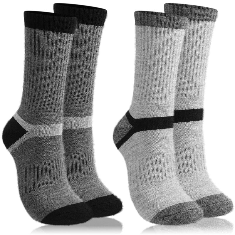 Cutecrop 2 Pairs Alpaca Wool Hiking Socks for Men Women Alpaca Wool Blend Thick Thermal Winter Crew Boot Socks(Dark Gray and Light Gray,8-10) - Image 1