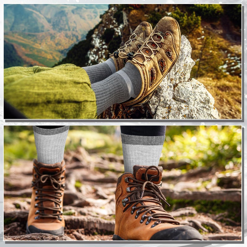 Cutecrop 2 Pairs Alpaca Wool Hiking Socks for Men Women Alpaca Wool Blend Thick Thermal Winter Crew Boot Socks(Dark Gray and Light Gray,8-10) - Image 5