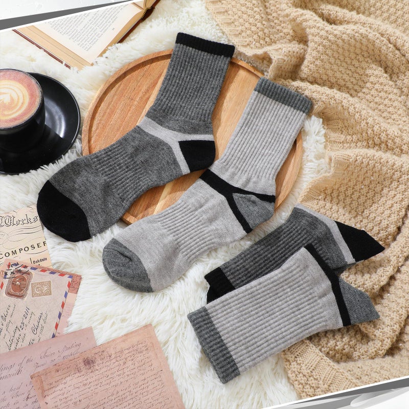 Cutecrop 2 Pairs Alpaca Wool Hiking Socks for Men Women Alpaca Wool Blend Thick Thermal Winter Crew Boot Socks(Dark Gray and Light Gray,8-10) - Image 3