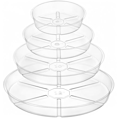Hacaroa 24 Pack Clear Plant Saucer Drip Trays 681012 Inch Plastic Plant Water Catcher Trays Flower Pot Saucers for Indoor Outdoor Plants Round 4 Sizes - Image 3