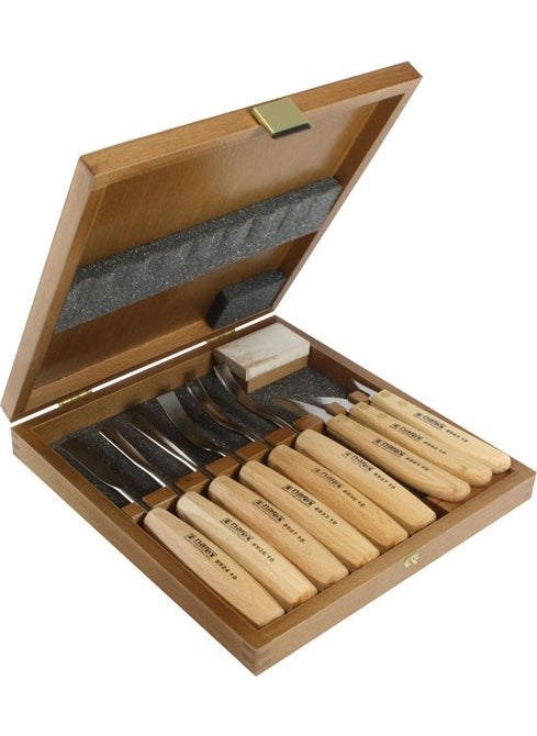 NAREX - 894813 Wood Line Standard Wood Carving Set 10 Pieces in Wooden Box - Image 1