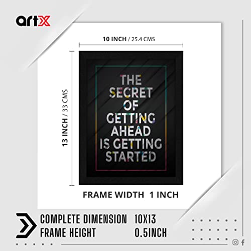 ArtX Paper Motivational Quote The Secret Of Getting Ahead Wall Frame Art Painting, Multicolor, Motivational, 10 X 13 Inches, Set of 1 - Image 2