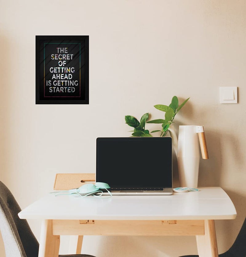 ArtX Paper Motivational Quote The Secret Of Getting Ahead Wall Frame Art Painting, Multicolor, Motivational, 10 X 13 Inches, Set of 1 - Image 3