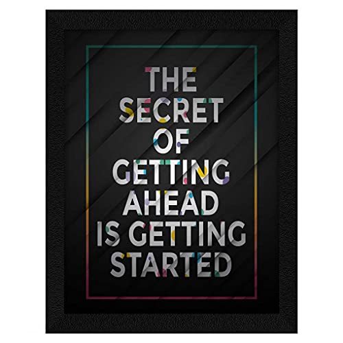 ArtX Paper Motivational Quote The Secret Of Getting Ahead Wall Frame Art Painting, Multicolor, Motivational, 10 X 13 Inches, Set of 1 - Image 1