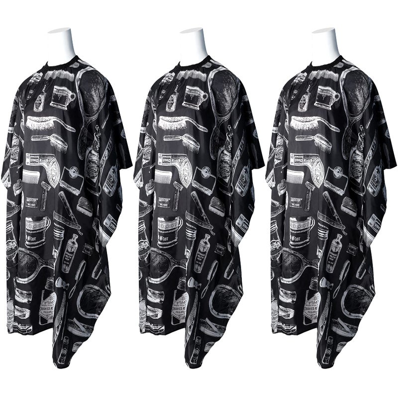 FEBSNOW 3 Pcs Professional Barber Cape for Adults,Hairdressing Salon Cape for Styling Coloring Hair, Waterproof Hair Cutting Cape with Adjustable Snap Closure - Image 1