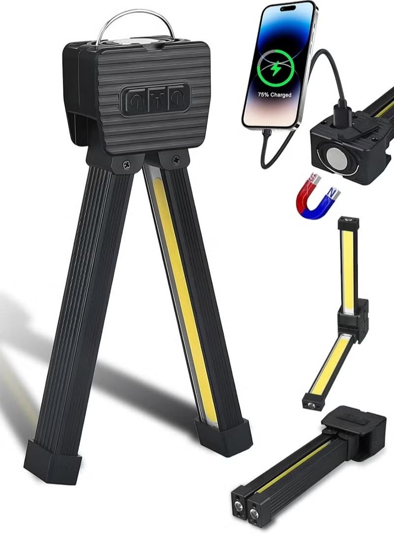 Unewshi Gym Lamp for Posing, 180 Degree Folding Magnetic Work Light, 7th Gear Dimming, Portable Magnetic LED Flashlight with Hanging Hook, Handheld USB Rechargeable Power Bank Camping Light - Image 1