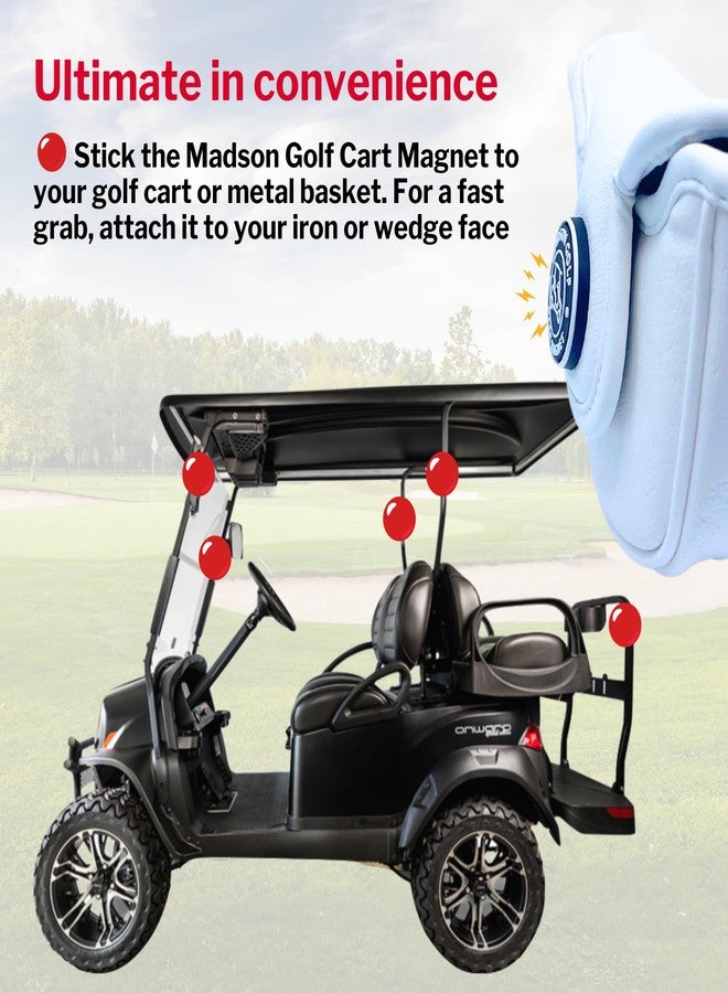 MADSON GOLF Classic Mallet Putter Headcovers w/Madson Golf Cart Magnet for Secure Positioning & Quick Access, Protective PU Leather Head Covers, Magnetic Golf Accessories, Golf Cart Accessories (White - Mallet) - Image 3