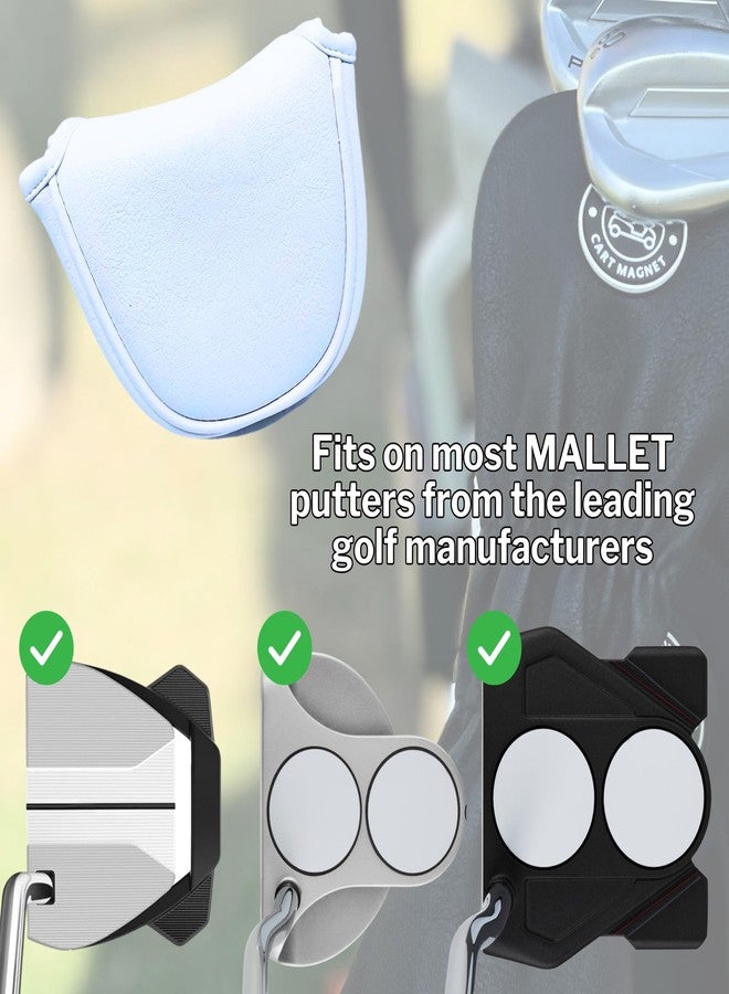 MADSON GOLF Classic Mallet Putter Headcovers w/Madson Golf Cart Magnet for Secure Positioning & Quick Access, Protective PU Leather Head Covers, Magnetic Golf Accessories, Golf Cart Accessories (White - Mallet) - Image 5