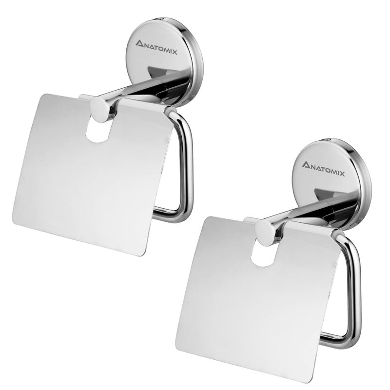 Anatomix Lotus Stainless Steel Toilet Paper Holder, Toilet Paper Roll Holder for Bathroom/Toilet Tissue Roll Holder - Pack 2 Wall Mounted - Image 1