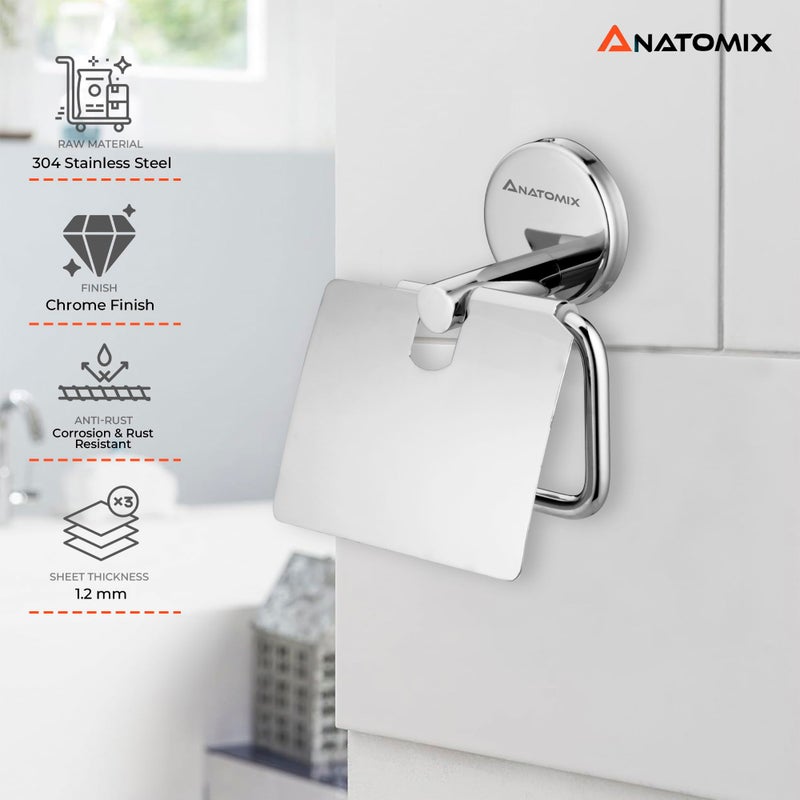 Anatomix Lotus Stainless Steel Toilet Paper Holder, Toilet Paper Roll Holder for Bathroom/Toilet Tissue Roll Holder - Pack 2 Wall Mounted - Image 2