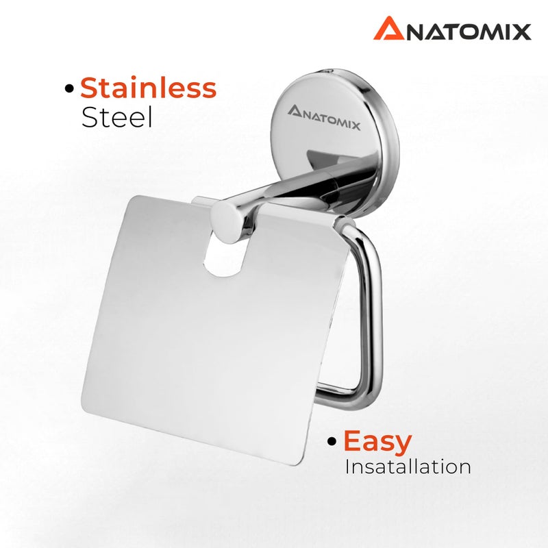 Anatomix Lotus Stainless Steel Toilet Paper Holder, Toilet Paper Roll Holder for Bathroom/Toilet Tissue Roll Holder - Pack 2 Wall Mounted - Image 4