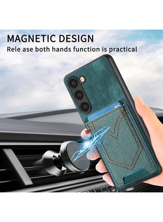 اس-توب جراب لهاتف Samsung Galaxy S25+ 5G مصنوع من جلد الدنيم مع فتحة للبطاقة - Image 4