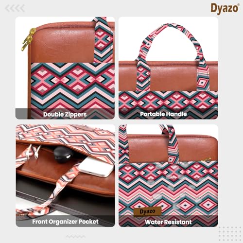 Dyazo Laptop Sleeve Bag | Jute & Vegan Leather Handcrafted | Office Handbag with Zipper | 15 inch to 15.6 inch for Woman | Compatible for Dell, HP, MacBook, Lenovo, Asus, Acer and Other Notebook - Image 4