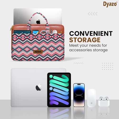 Dyazo Laptop Sleeve Bag | Jute & Vegan Leather Handcrafted | Office Handbag with Zipper | 15 inch to 15.6 inch for Woman | Compatible for Dell, HP, MacBook, Lenovo, Asus, Acer and Other Notebook - Image 2