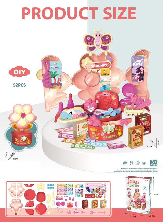 L & L Merchandise 52 children's toy tables, children's travel flower tables, equipped with realistic small flowers and dragonflies, various accessories, pretend game toys, realistic multifunctional children's toy tables, toy tables 3, 4, 5, 6, and male and female children's toy game workbenches  - Image 2