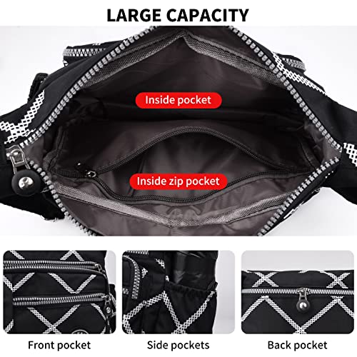 LassZone Lightweight Nylon Crossbody Bag for Women Multi-pocket Satchel Shoulder Bag Ladies Travel Handbags Waterproof Messenger Bag - Image 4