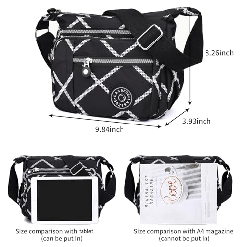 LassZone Lightweight Nylon Crossbody Bag for Women Multi-pocket Satchel Shoulder Bag Ladies Travel Handbags Waterproof Messenger Bag - Image 3