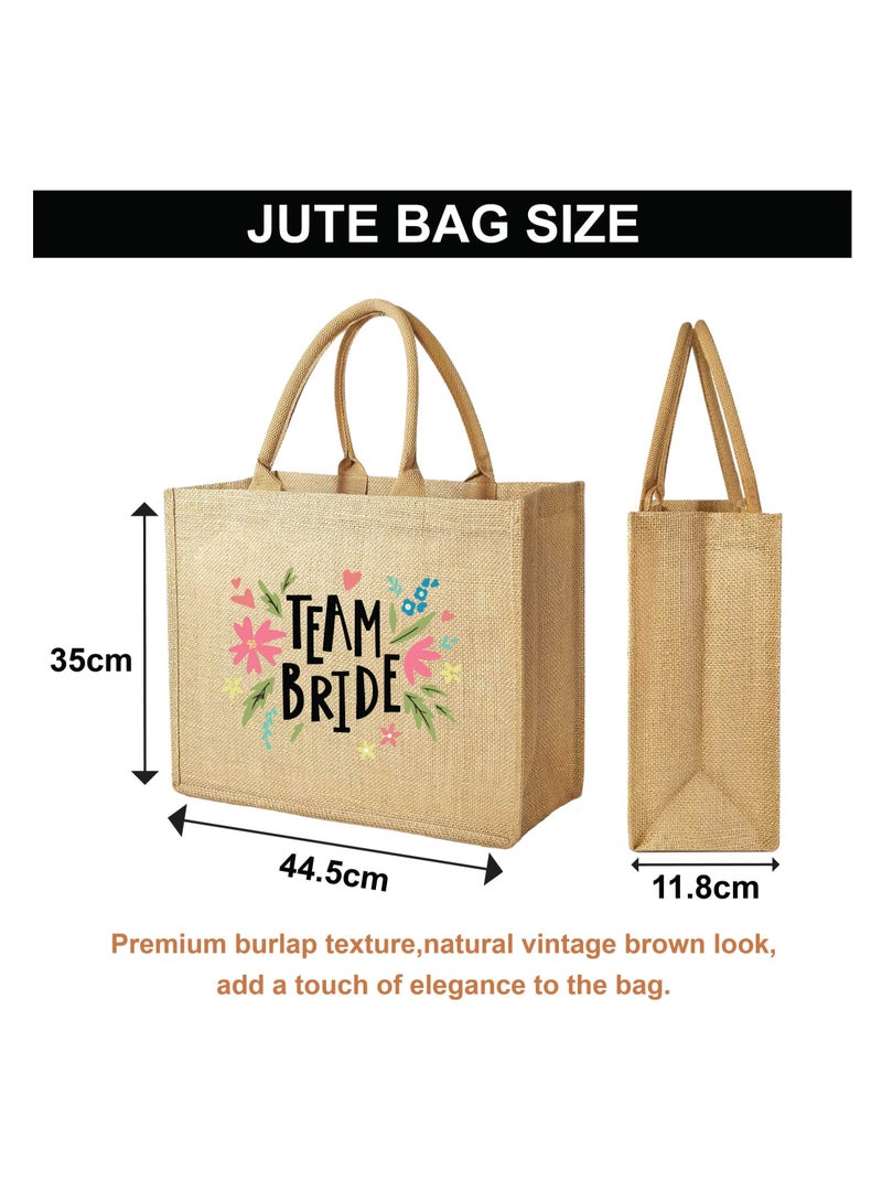 PRINTSHOP4ME Team Bride Jute Totes - Eco-Friendly Gifts for Every Team Member - Bridesmaids Besties - Weddings and Bridal Showers Jute Bag  - Image 2