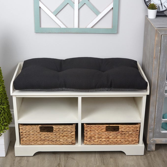 The Gripper NonSlip Tufted Bench Cushion for Indoor Furniture Assembled in USA Entryway Storage Bay Window Corner Nook or Piano Seat 30 Inches Solid Black