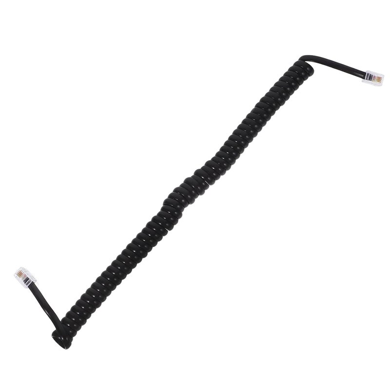 Black Coiled Telephone Cord 4P4C RJ9 2M Tangle Resistant Extension Cable for Landline Office Home Use - Image 1