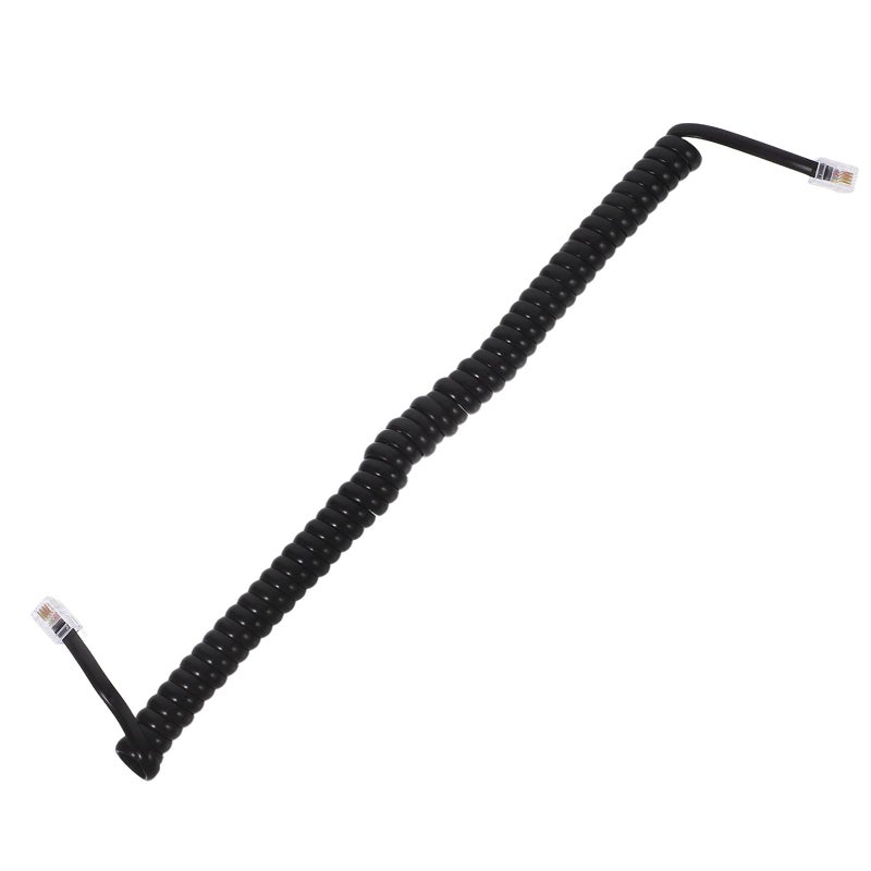Black Coiled Telephone Cord 4P4C RJ9 2M Tangle Resistant Extension Cable for Landline Office Home Use - Image 2