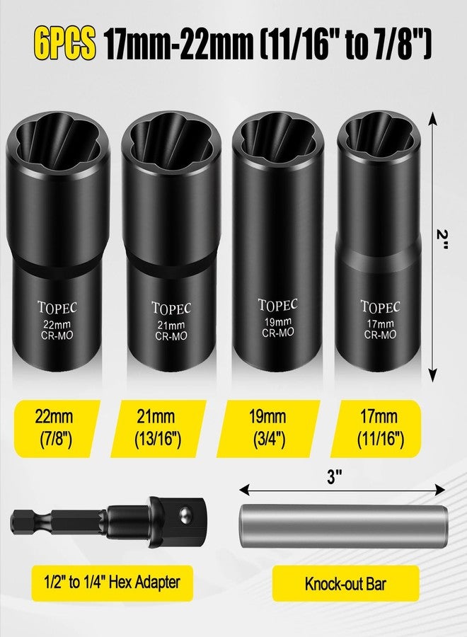 Topec Twist Socket Set Lug Nut Remover Extractor Tool - 5 Piece Metric Bolt and Lug Nut Extractor Socket Tools - Image 3