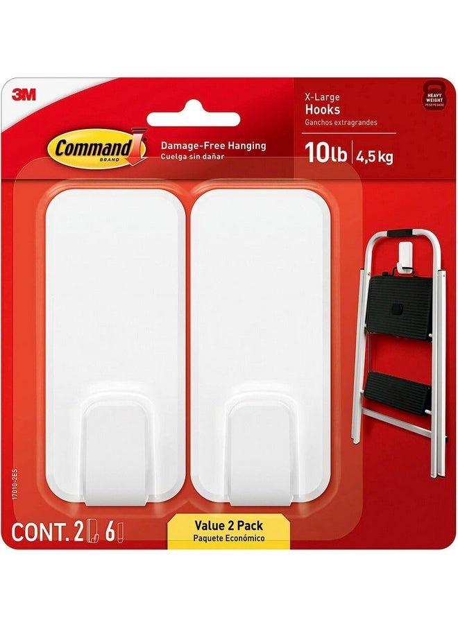 Command Command 10 lb XL Heavyweight Wall Hook, 2 Hooks and 6 Command Strips, Damage Free Hanging Wall Hook with Adhesive Strips, Heavy Duty Single Wall Hook for Hanging, Organization and Storage  - Image 1