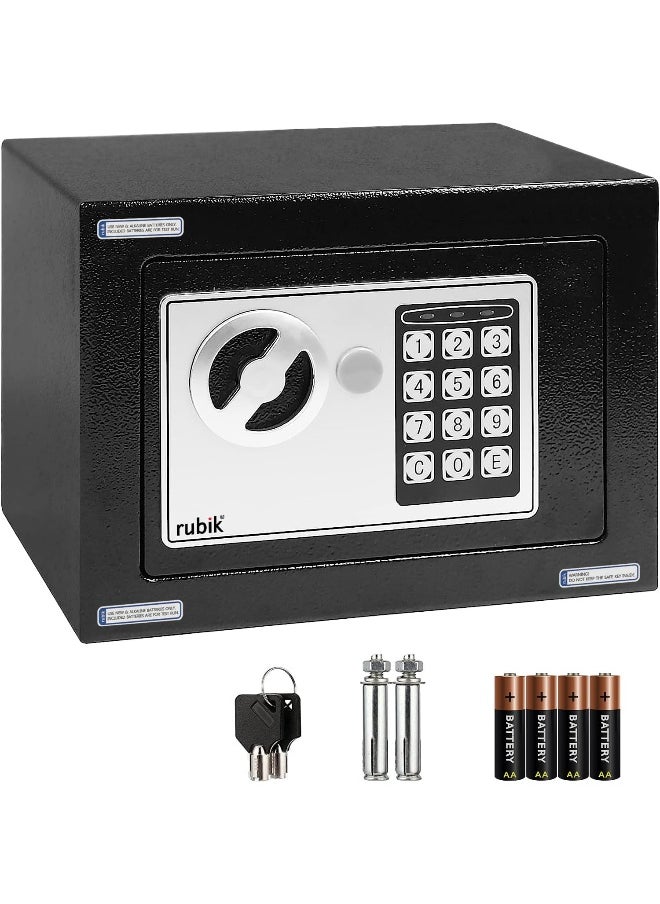 Rubik - Safe Box Small with Electronic Keypad Lock and Physical Key, Mini Digital Security Deposit Locker for Home Office Hotel Jewelry Passport Watches Cash Storage (23x17x17cm) - Image 1